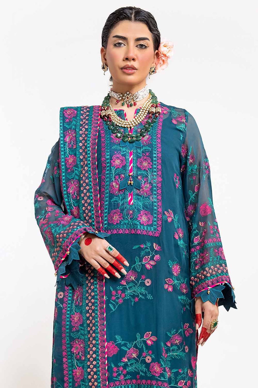 Gul Ahmed Eid ul Adha Embroidered Chiffon Unstitched 3Pc Suit FE-42030