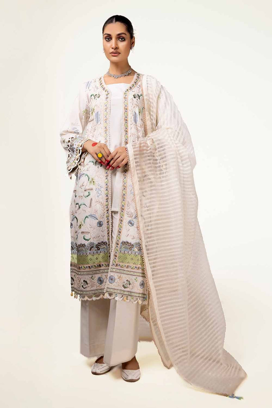 Gul Ahmed Sitara Embroidered Karandi Unstitched 3Pc Suit FE-42083