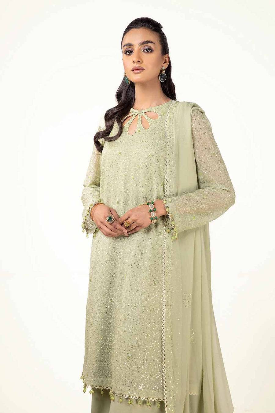Gul Ahmed Sitara Embroidered Chiffon Unstitched 3Pc Suit FE-42084
