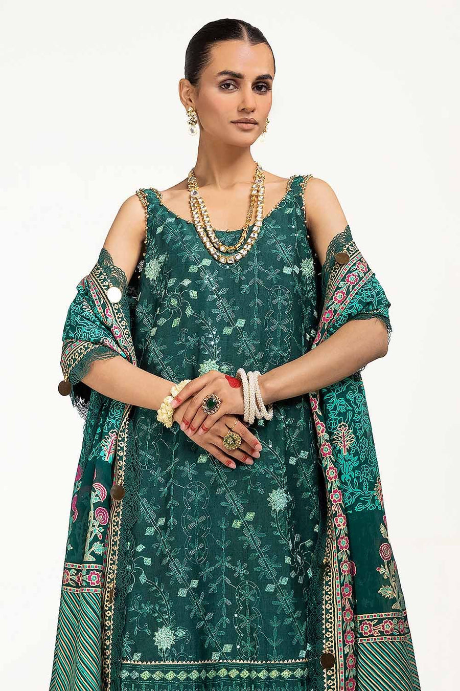 Gul Ahmed Sitara Embroidered Paper Cotton Unstitched 3Pc Suit FE-42087