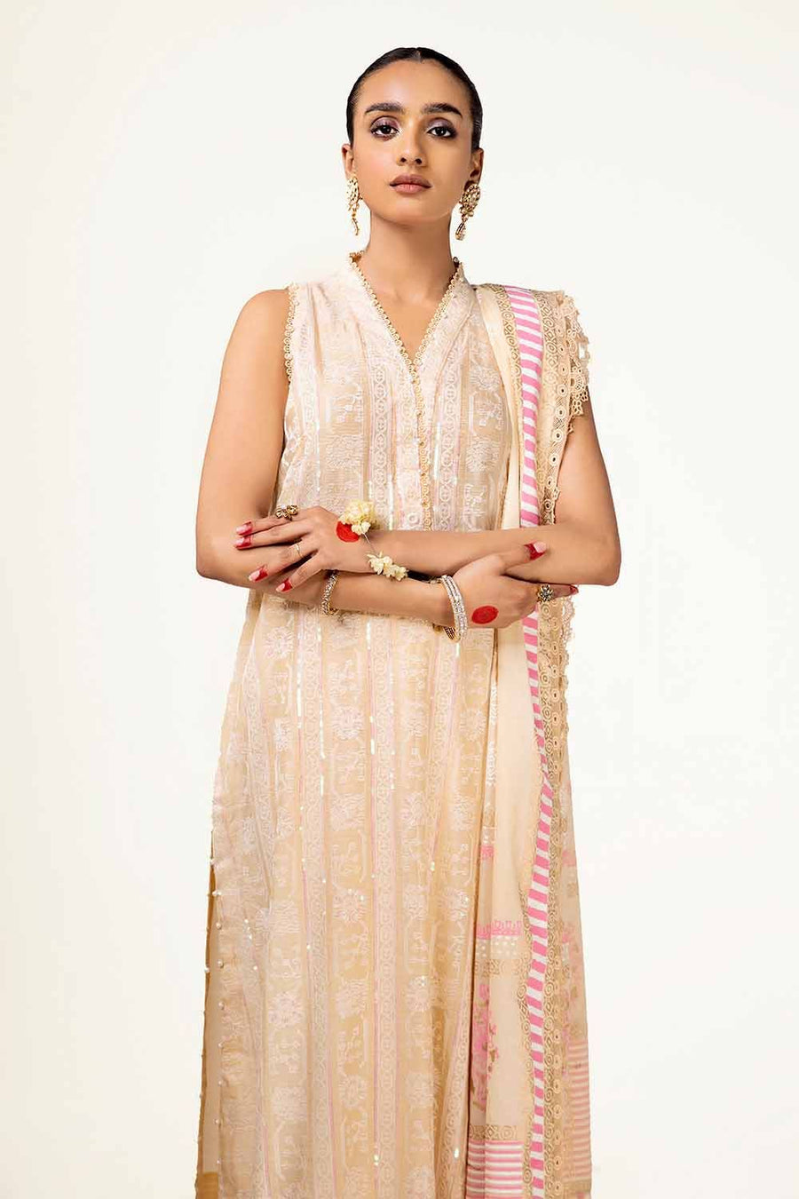 Gul Ahmed Sitara Embroidered Paper Cotton Unstitched 3Pc Suit FE-42088