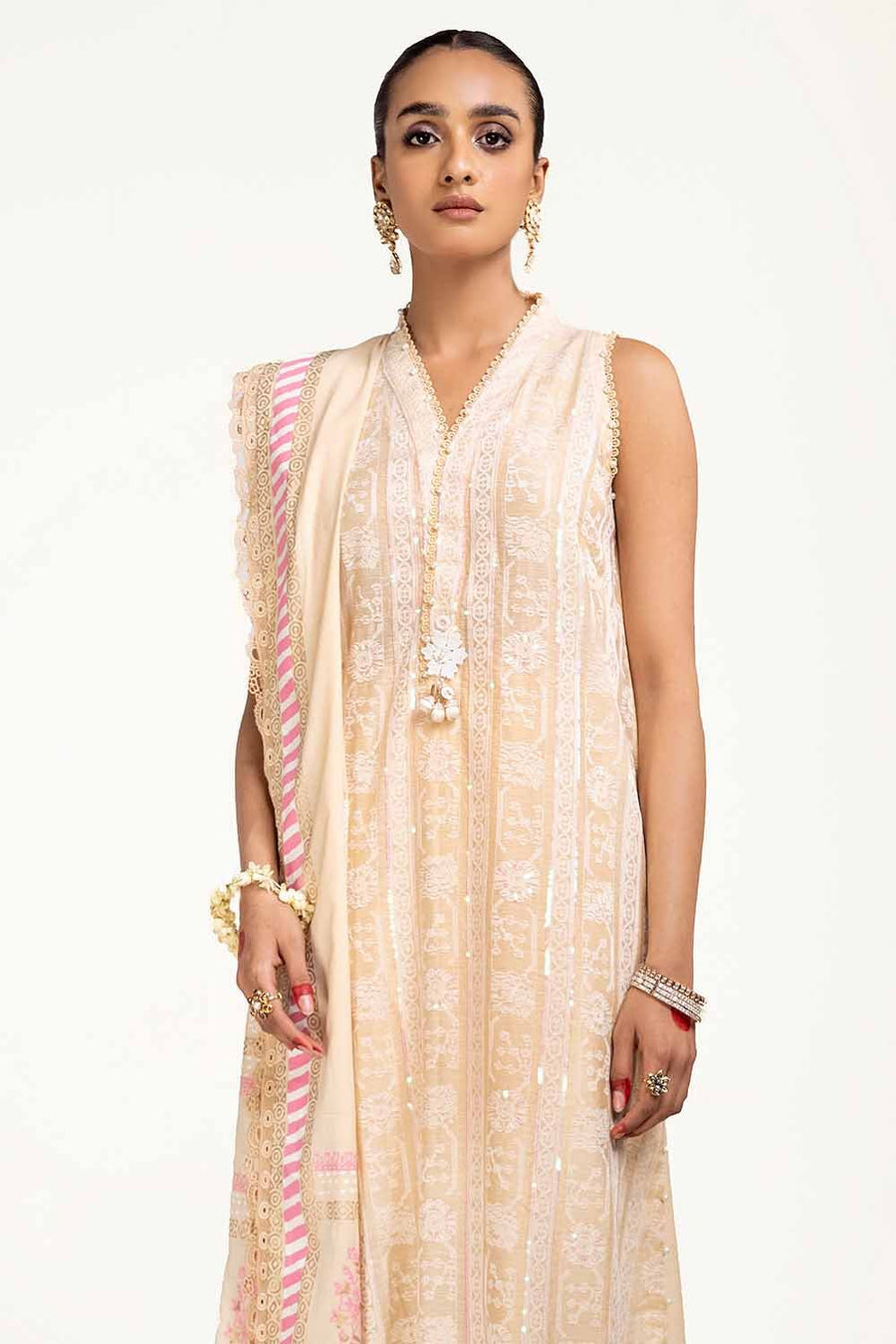 Gul Ahmed Sitara Embroidered Paper Cotton Unstitched 3Pc Suit FE-42088