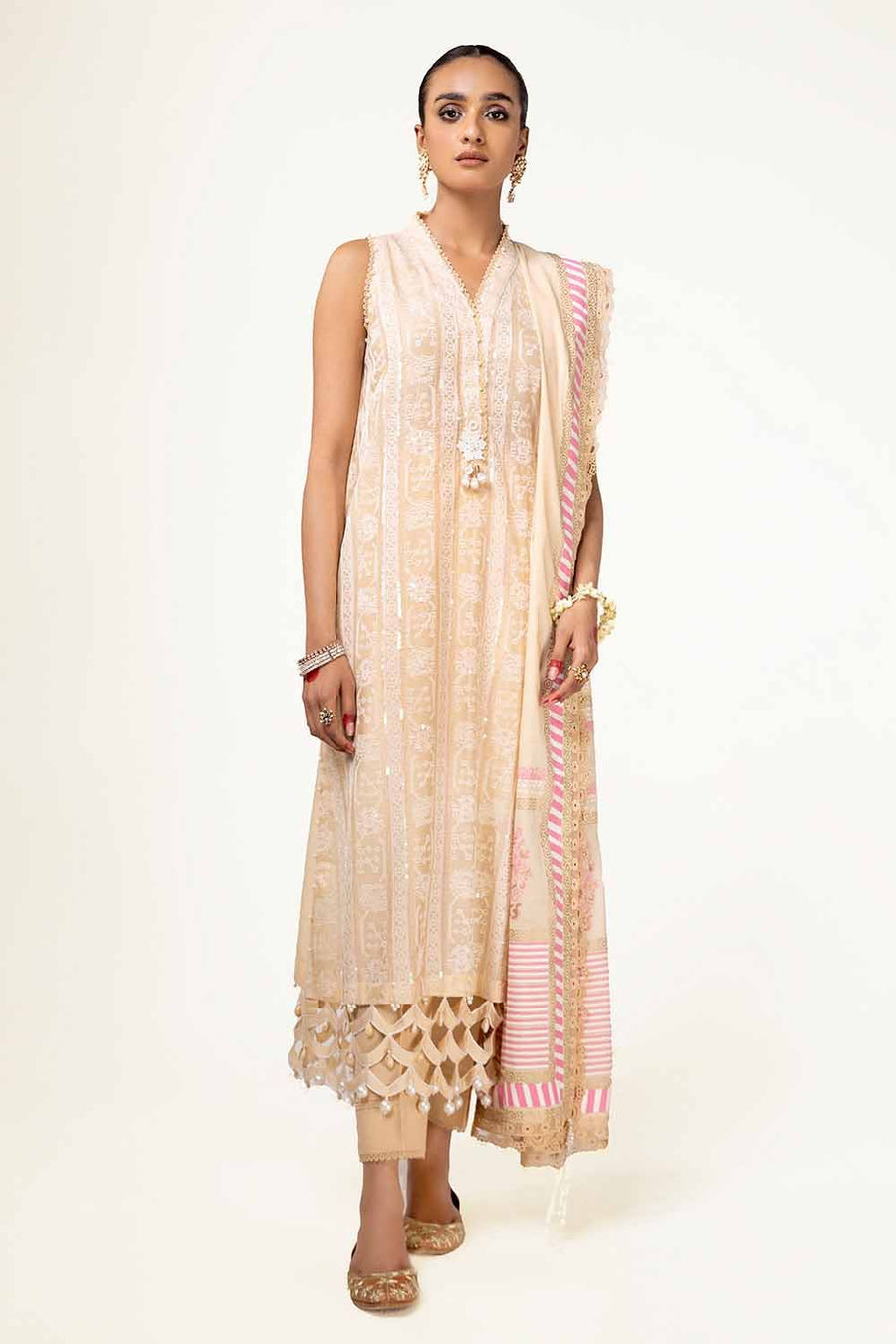 Gul Ahmed Sitara Embroidered Paper Cotton Unstitched 3Pc Suit FE-42088