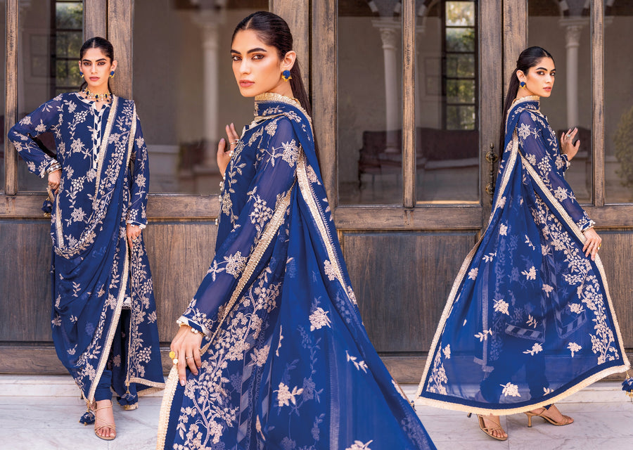 Gul Ahmed Festive Eid Embroidered Chiffon Unstitched 3Pc Suit FE-42002