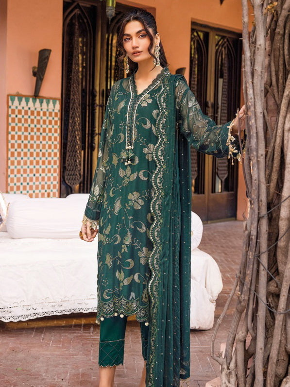 Gul Ahmed Festive Eid Embroidered Chiffon Unstitched 3Pc Suit FE-42003