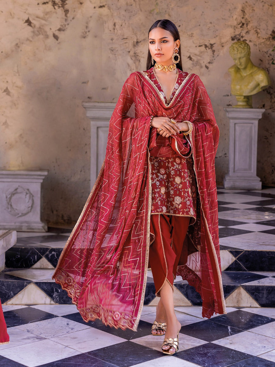 Gul Ahmed Festive Eid Embroidered Chiffon Unstitched 3Pc Suit FE-42035