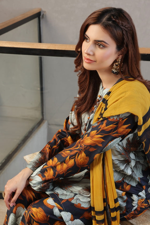 Feathers Whisper Winds Unstitched Printed Lawn 3Pc Suit FELIX-FT488