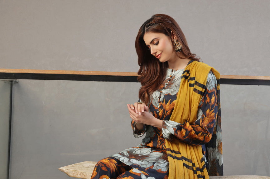 Feathers Whisper Winds Unstitched Printed Lawn 3Pc Suit FELIX-FT488