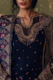 Zarposh Jahanara Festive Embroidered Organza Unstitched 3Pc Suit - FEROZAH
