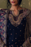 Zarposh Jahanara Festive Embroidered Organza Unstitched 3Pc Suit - FEROZAH