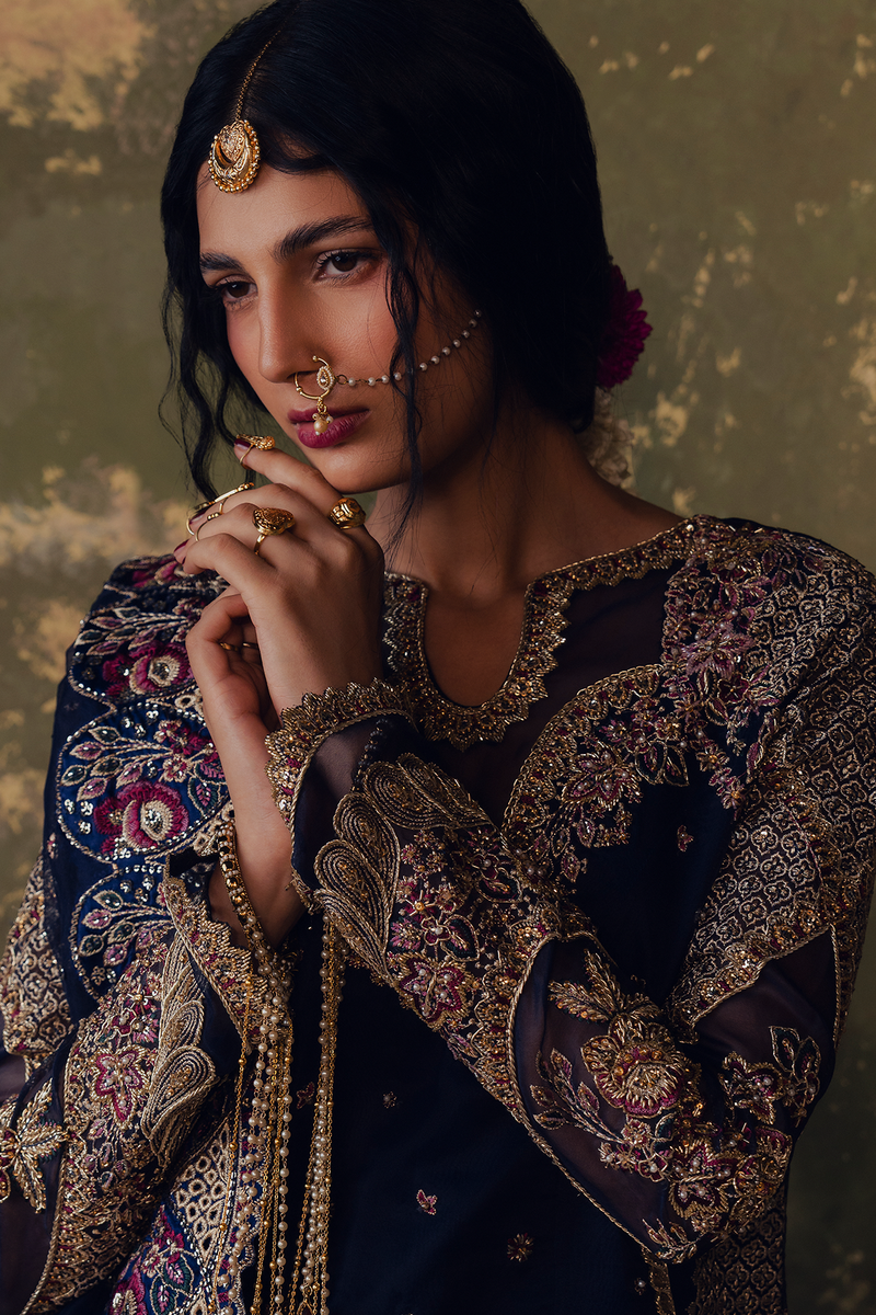 Zarposh Jahanara Festive Embroidered Organza Unstitched 3Pc Suit - FEROZAH