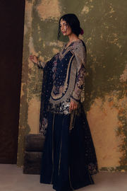 Zarposh Jahanara Festive Embroidered Organza Unstitched 3Pc Suit - FEROZAH