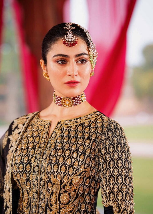 Akbar Aslam Shadmani Embroidered Net Unstitched 3Pc Suit - FIRAAQ