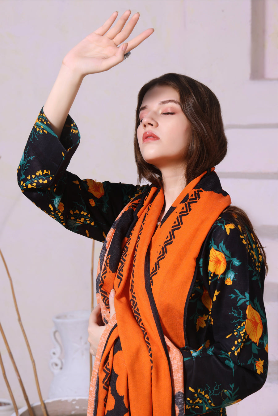 Feathers Digital Printed Khaddar Unstitched 3Pc Suit FIRE FLOWER-FT283
