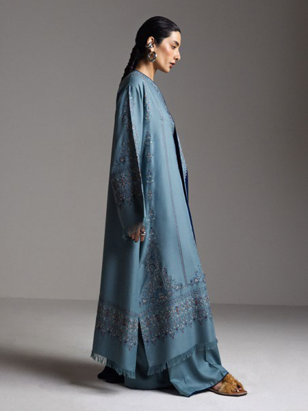 Zara Shahjahan Saraab Embroidered Marina Unstitched 3Pc Suit - FIROZA