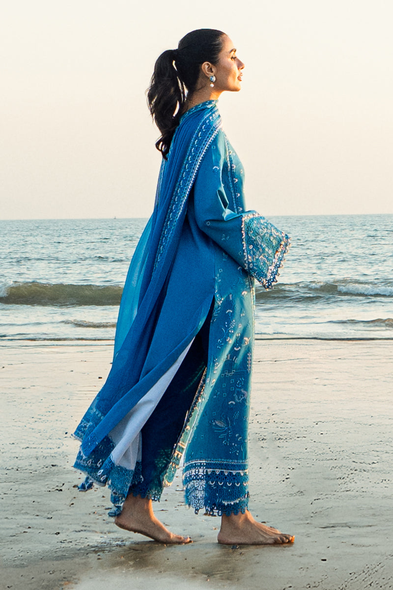 Qalamkar Sahil Embroidered Lawn Unstitched 3Pc Suit FK-03 VICTORIA