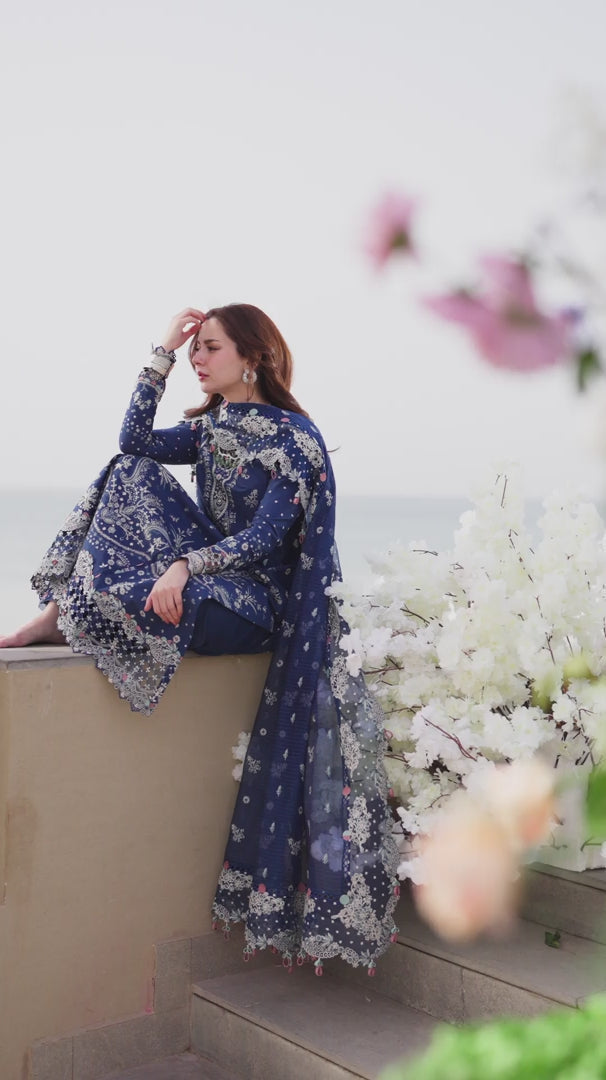 Qalamkar Sahil Embroidered Lawn Unstitched 3Pc Suit FK-05 AURORA