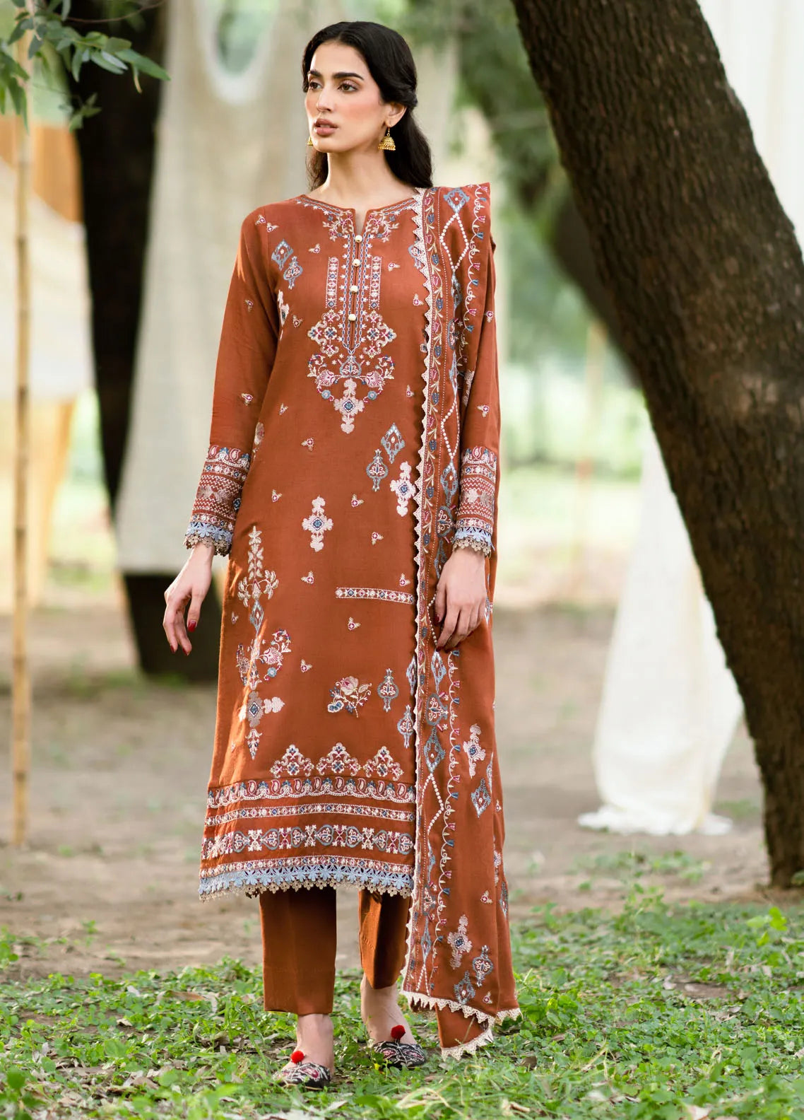 peach leather dress Nureh - Exclusive Luxury Unstitched Peach Leather Collection Vol 6 - NE-214