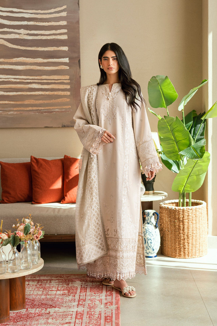 Florent Luxury Embroidered Lawn Unstitched 3Pc Suit FL-02A