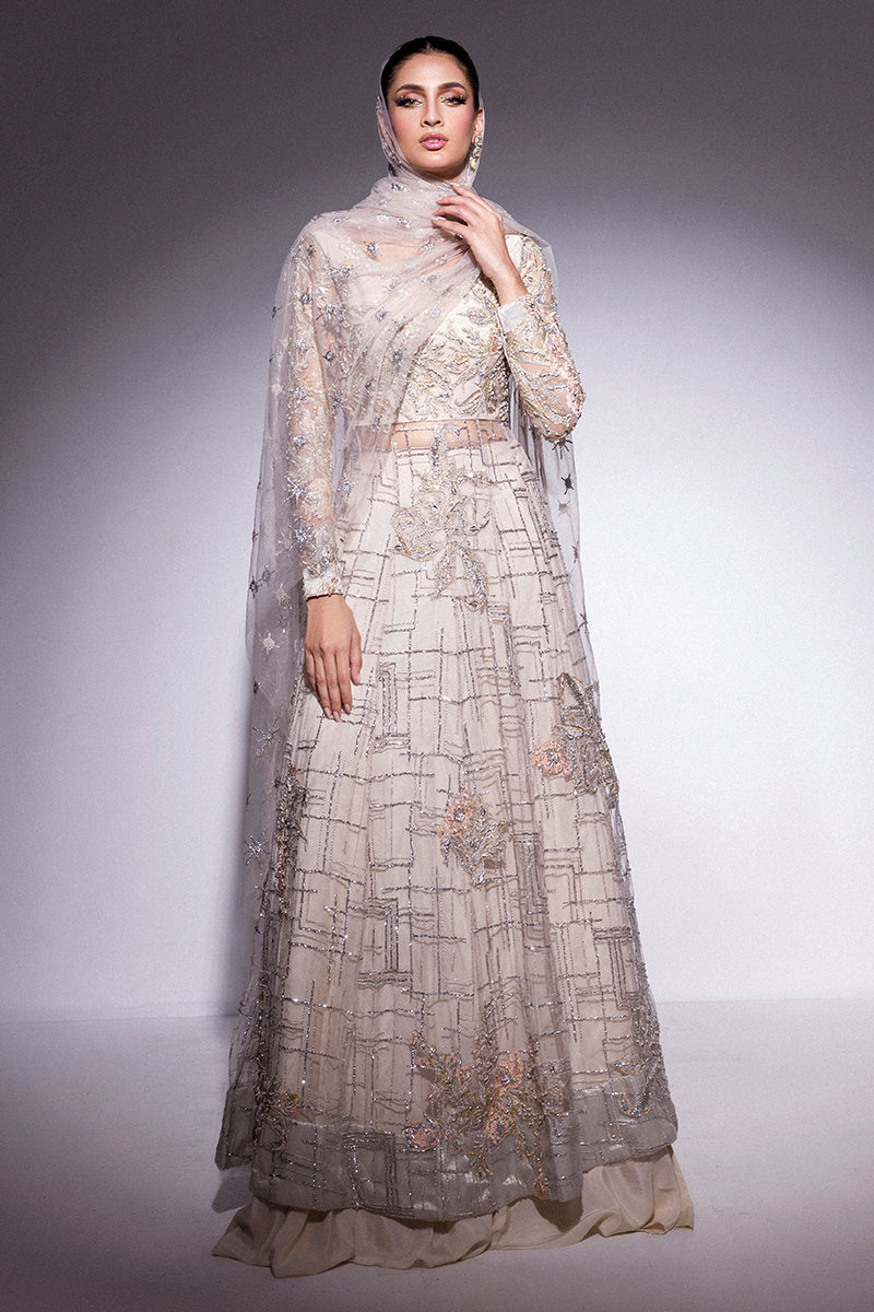 Best of Mushq Embroidered Chiffon Unstitched 3Pc Suit BOM-08 Flavia