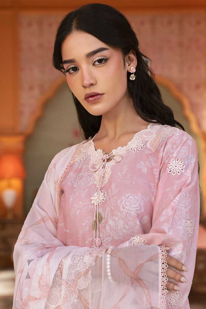 Cross Stitch Premium Embroidered Lawn Unstitched 3Pc Suit - FLORAL TIE