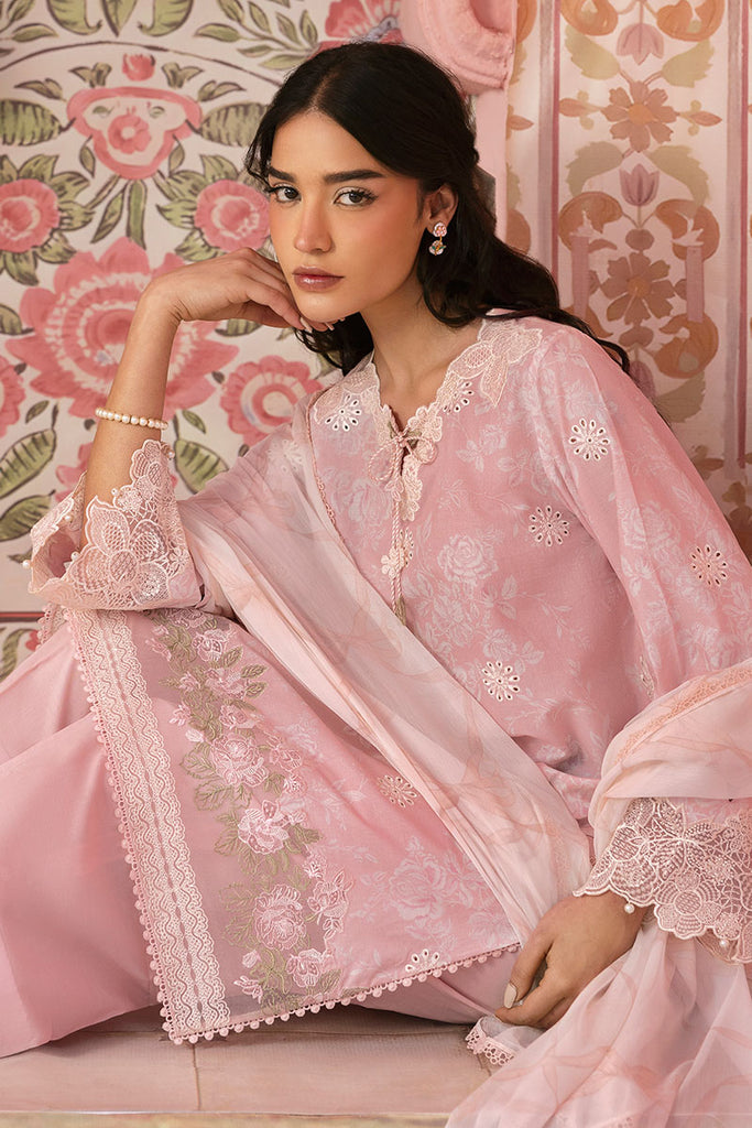 Cross Stitch Premium Embroidered Lawn Unstitched 3Pc Suit - FLORAL TIE