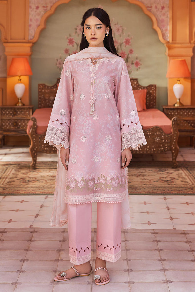 Cross Stitch Premium Embroidered Lawn Unstitched 3Pc Suit - FLORAL TIE
