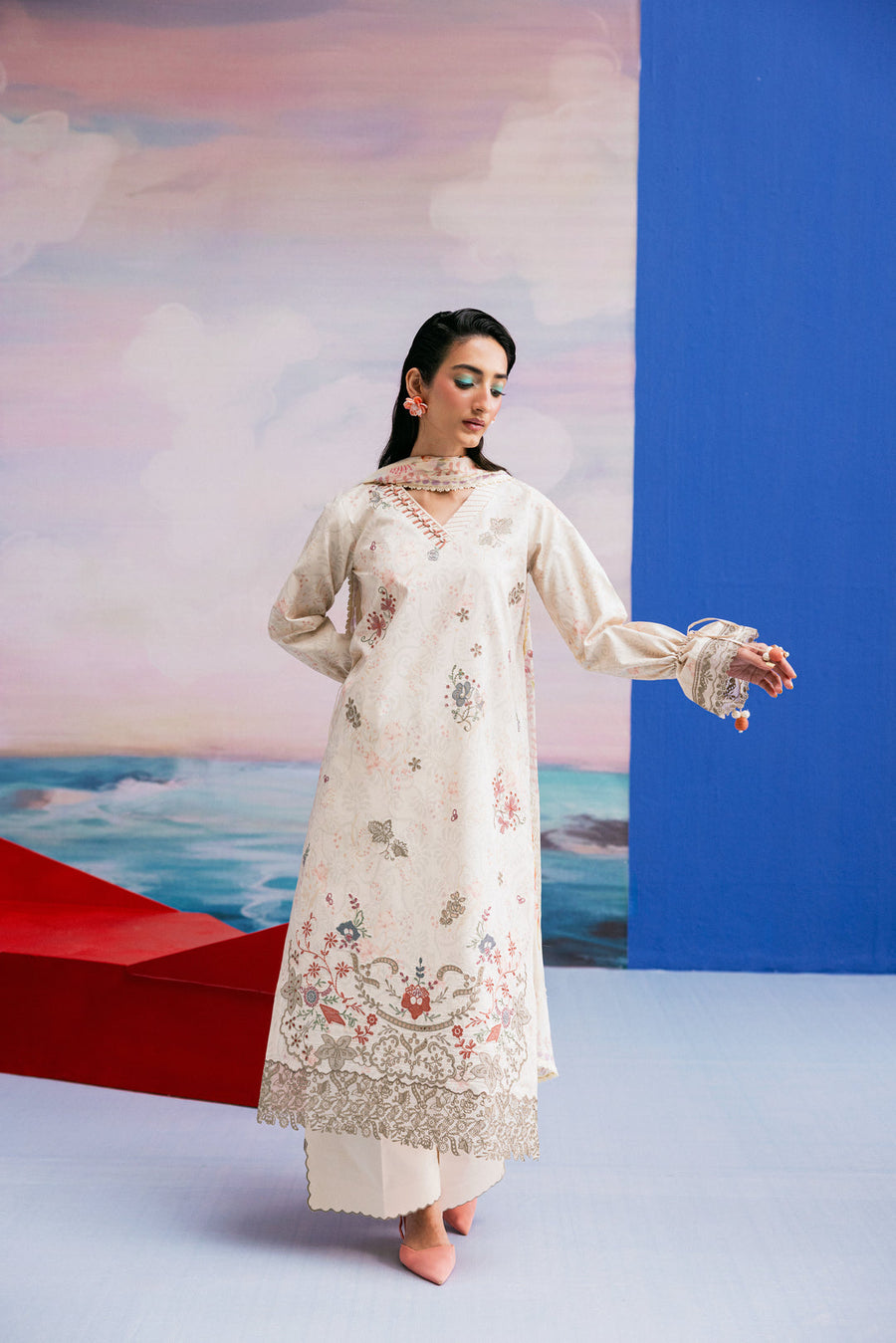 Zync by Florent PrintKaari Embroidered Lawn Unstitched 3Pc Suit FPK-7B