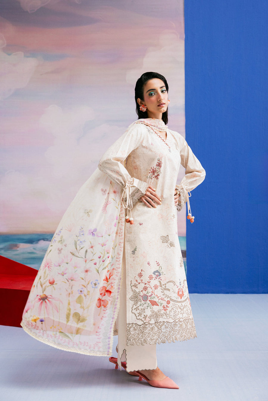 Zync by Florent PrintKaari Embroidered Lawn Unstitched 3Pc Suit FPK-7B