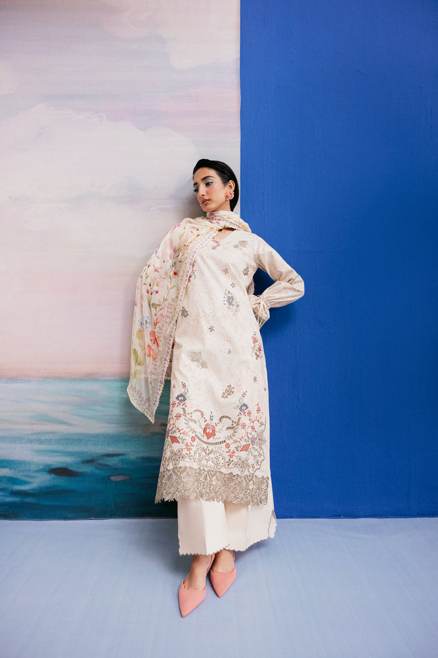 Zync by Florent PrintKaari Embroidered Lawn Unstitched 3Pc Suit FPK-7B