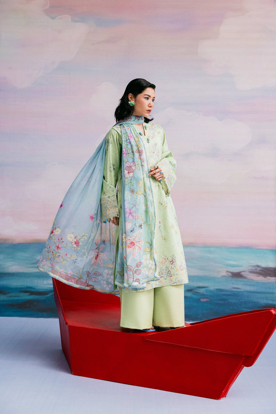 Zync by Florent PrintKaari Embroidered Lawn Unstitched 3Pc Suit FPK-8B