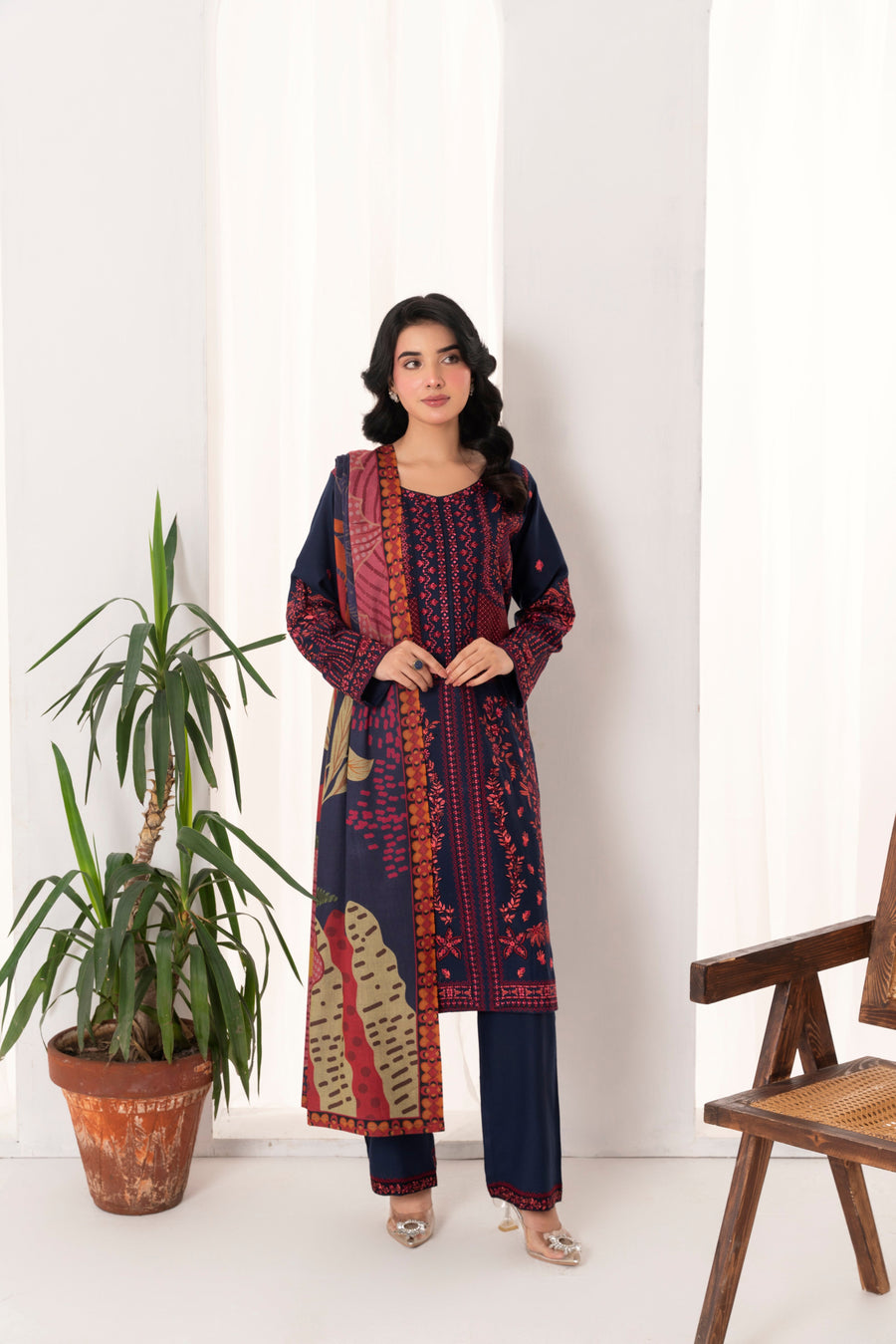 Feathers Fully Embroidered Dhanak Unstitched 3Pc Suit FRORE-FT551