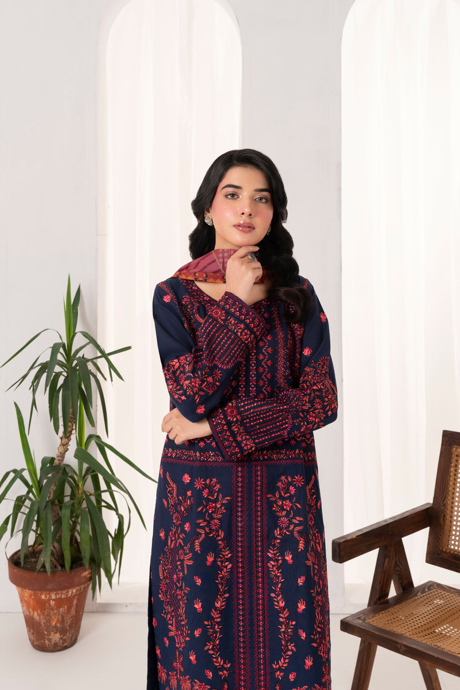 Feathers Fully Embroidered Dhanak Unstitched 3Pc Suit FRORE-FT551