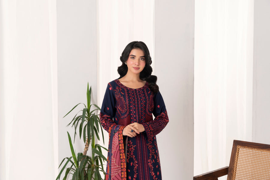 Feathers Fully Embroidered Dhanak Unstitched 3Pc Suit FRORE-FT551