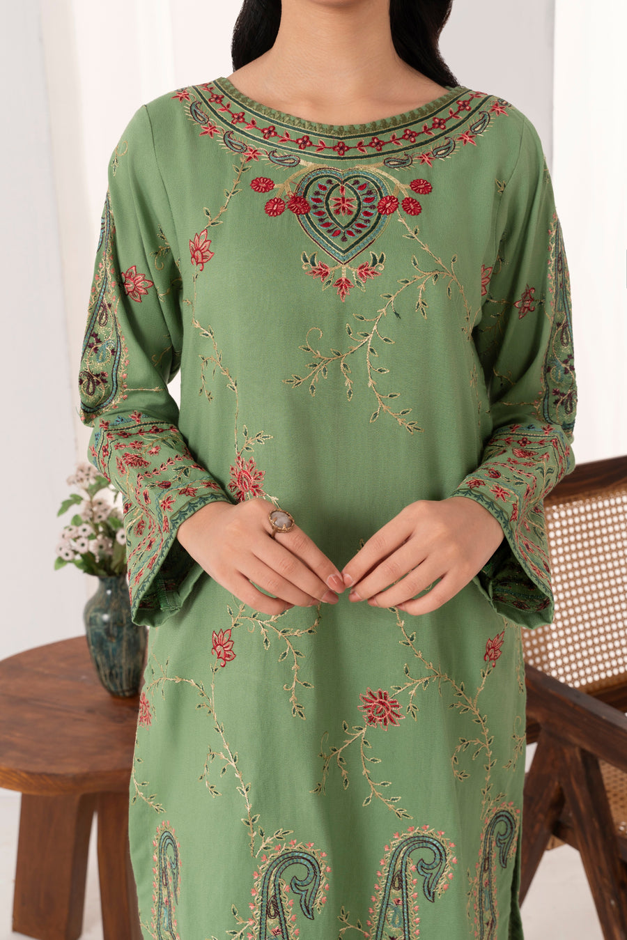 Feathers Fully Embroidered Dhanak Unstitched 3Pc Suit FROSTEN-FT546