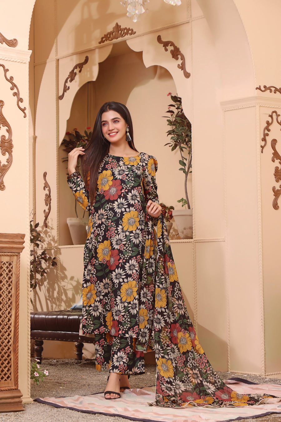 Feathers Unstitched Digital Printed Premium Lawn 3Pc Suit SITAR-FT105