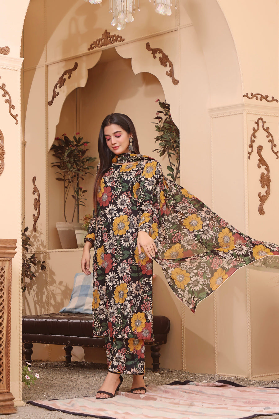 Feathers Unstitched Digital Printed Premium Lawn 3Pc Suit SITAR-FT105