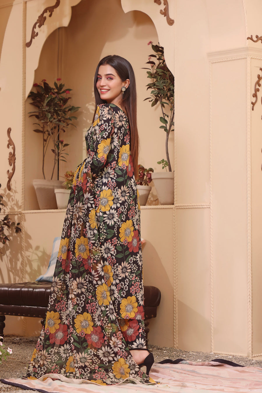 Feathers Unstitched Digital Printed Premium Lawn 3Pc Suit SITAR-FT105