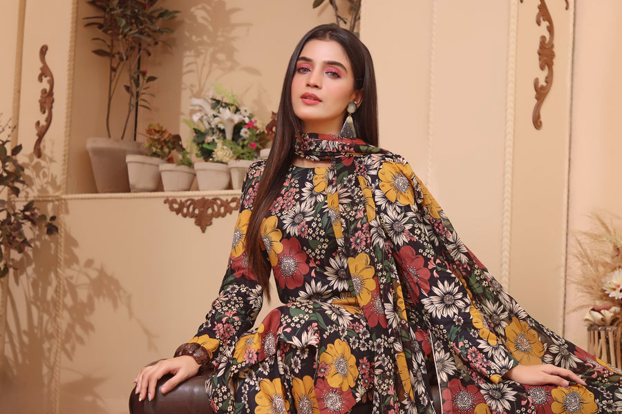 Feathers Unstitched Digital Printed Premium Lawn 3Pc Suit SITAR-FT105