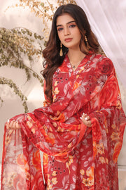 Feathers Unstitched Digital Printed Premium Lawn 3Pc Suit MALEEHA-FT187