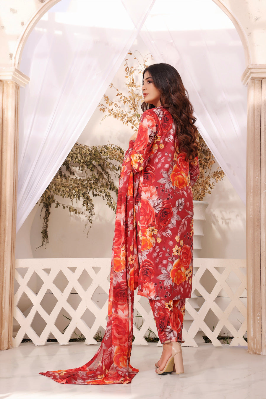 Feathers Unstitched Digital Printed Premium Lawn 3Pc Suit MALEEHA-FT187