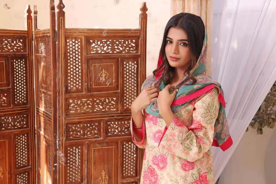Feathers Unstitched Digital Printed Premium Lawn 3Pc Suit ELA-FT189