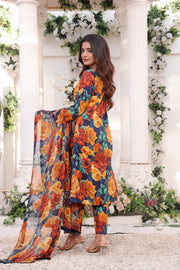 Feathers Unstitched Digital Printed Premium Lawn 3Pc Suit AIZAL-FT191