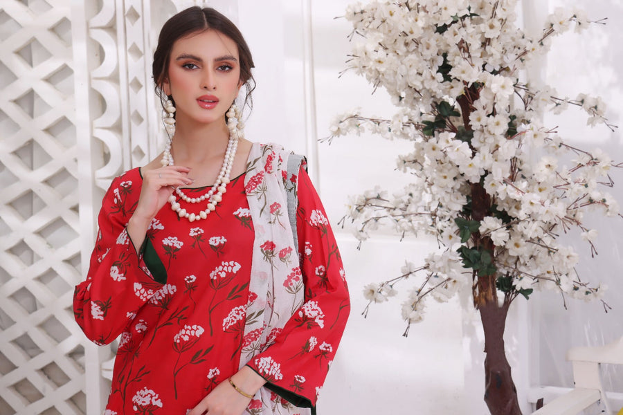 Feathers Unstitched Digital Printed Premium Lawn 3Pc Suit KASTOOR-FT205
