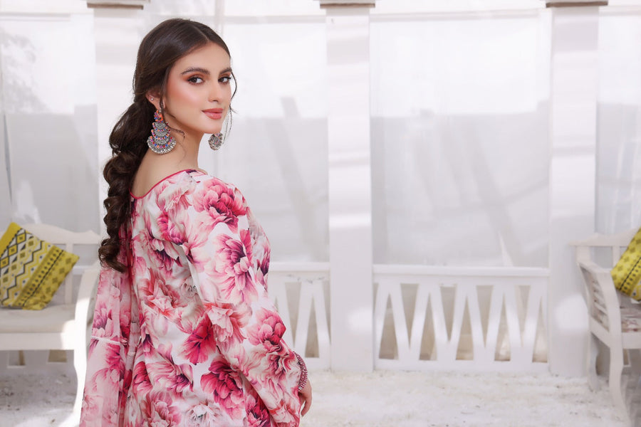 Feathers Unstitched Digital Printed Premium Lawn 3Pc Suit HEER-FT208