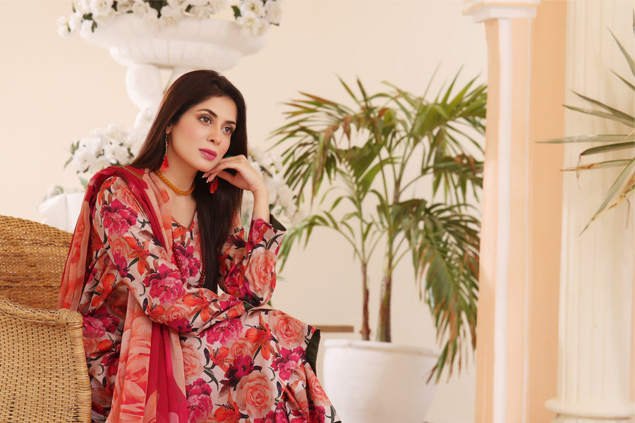 Feathers Unstitched Digital Printed Premium Lawn 3Pc Suit DAISY-FT226