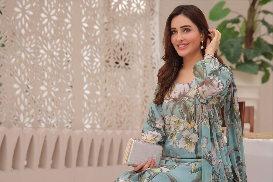 Feathers Unstitched Digital Printed Premium Lawn 3Pc Suit French Summer-FT259