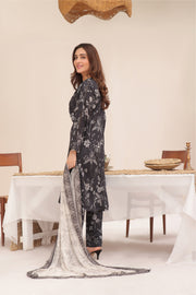 Feathers Unstitched Digital Printed Premium Lawn 3Pc Suit Hazy Night-FT261