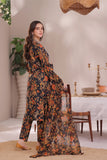 Feathers Unstitched Digital Printed Premium Lawn 3Pc Suit DARK NOIR-FT275