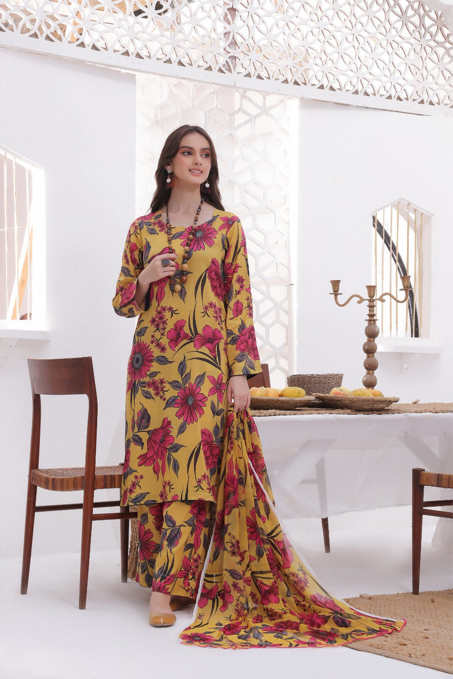 Feathers Unstitched Digital Printed Premium Lawn 3Pc Suit NYRA-FT276
